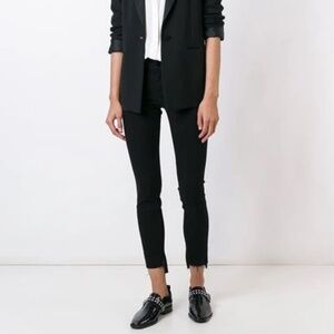 FRAME Le Skinny De Jeanne Raw Stagger Hem Mid-rise Jeans in Black size 24
